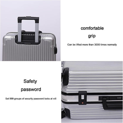 Suitcases Suitcases with Wheels Aluminum Frame Carry On Luggage Security Combination Lock Suitcase Adjustable Trolley Luggage Travel(Size:20 inches)