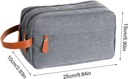 Travel Toiletry Bag, Convenient Double Layer Organizer Case, 9.84 x 3.94 x 5.91 Inches Compact Portable Sturdy Grooming Kit Bag with Handle for Men, Travel and Business Trips, Gray, Please refer to