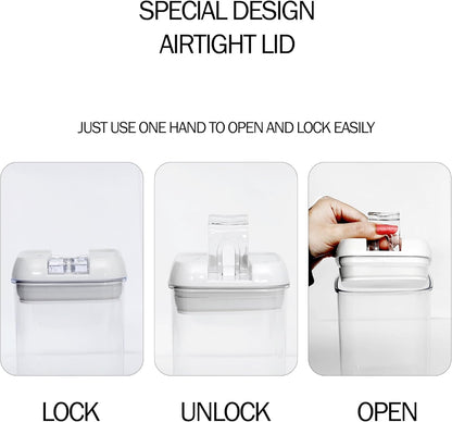 CINIMAX Premium 14-Pack Food Storage Containers with Lids-Crystal Clear Kitchen Storage Plastic Containers with Airtight Fliplock Lids-Durable & Versatile Food Containers with 20 Labels & Pen (White)