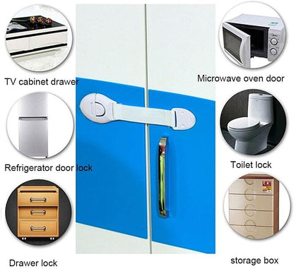 ZogeeZ Child Proof Cabinet Locks (10 Pack) Baby Proofing for Oven, Refrigerator, Cabinets, Drawers, Door, Toilet Lock, Extra Strong Kids Safety Adhesive - No Screws - 8"