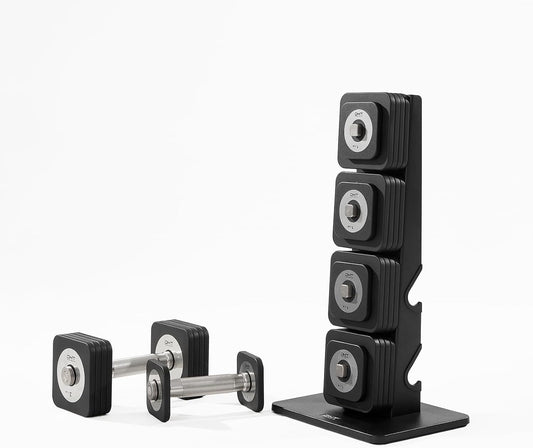 DHT Dumbbell Sets with Rack, Free Weights Dumbbells Set, All-Purpose Fitness, Anti-Rolling, Weights Set for Gym, Home, Office, 4-22.8 lbs, 1 Set