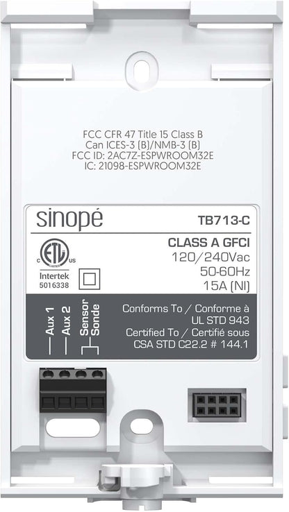 Sinopé Smart Wi-Fi Thermostat for in-Floor Heating TH1310WF (Works with Amazon Alexa) 3600 W /240 V