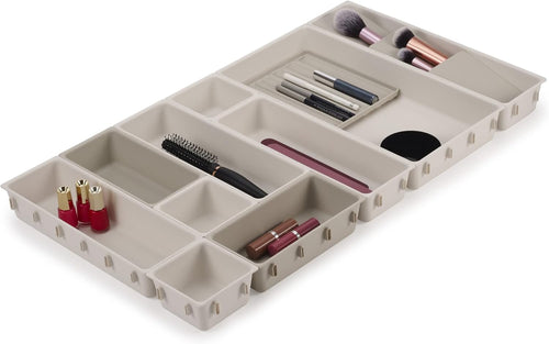 Joseph Joseph Viva 12 Pcs Modular Drawer Organizer Set for Makeup Organisation, Makeup Dividers, Beauty Supplies, Cosmetics and Hair Accessories