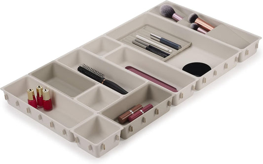 Joseph Joseph Viva 12 Pcs Modular Drawer Organizer Set for Makeup Organisation, Makeup Dividers, Beauty Supplies, Cosmetics and Hair Accessories