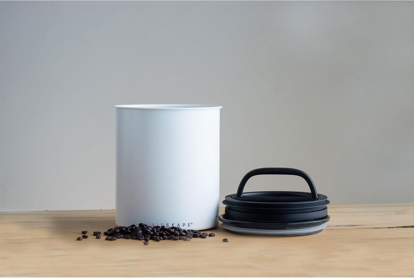 AirScape Coffee Storage Canister (1.1 kg Dry Beans) - Extra Large Kilo Size Food Storage Container, US patented Airtight Two Way Valve Lid Pushes Air Out to Preserve Freshness (Matte White)