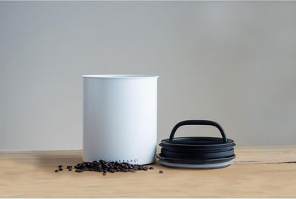 AirScape Coffee Storage Canister (1.1 kg Dry Beans) - Extra Large Kilo Size Food Storage Container, US patented Airtight Two Way Valve Lid Pushes Air Out to Preserve Freshness (Matte White)