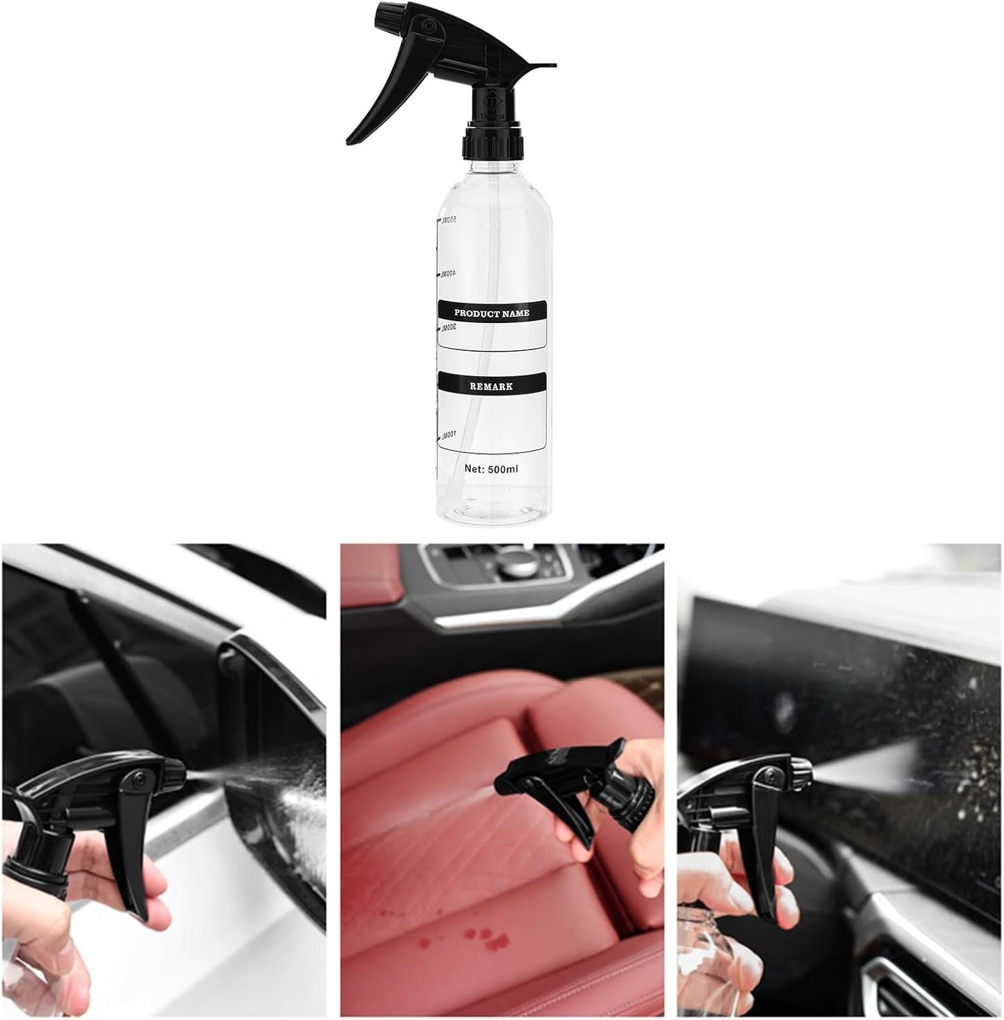 Fravsiu Car Wash Spray Bottle, Detailing Mist Sprayer, Leak Proof 500ml Tank, Adjustable Nozzle Fine Spray for Garden, Motorcycle, Exterior Cleaning Use, 10.59x3.9 inches