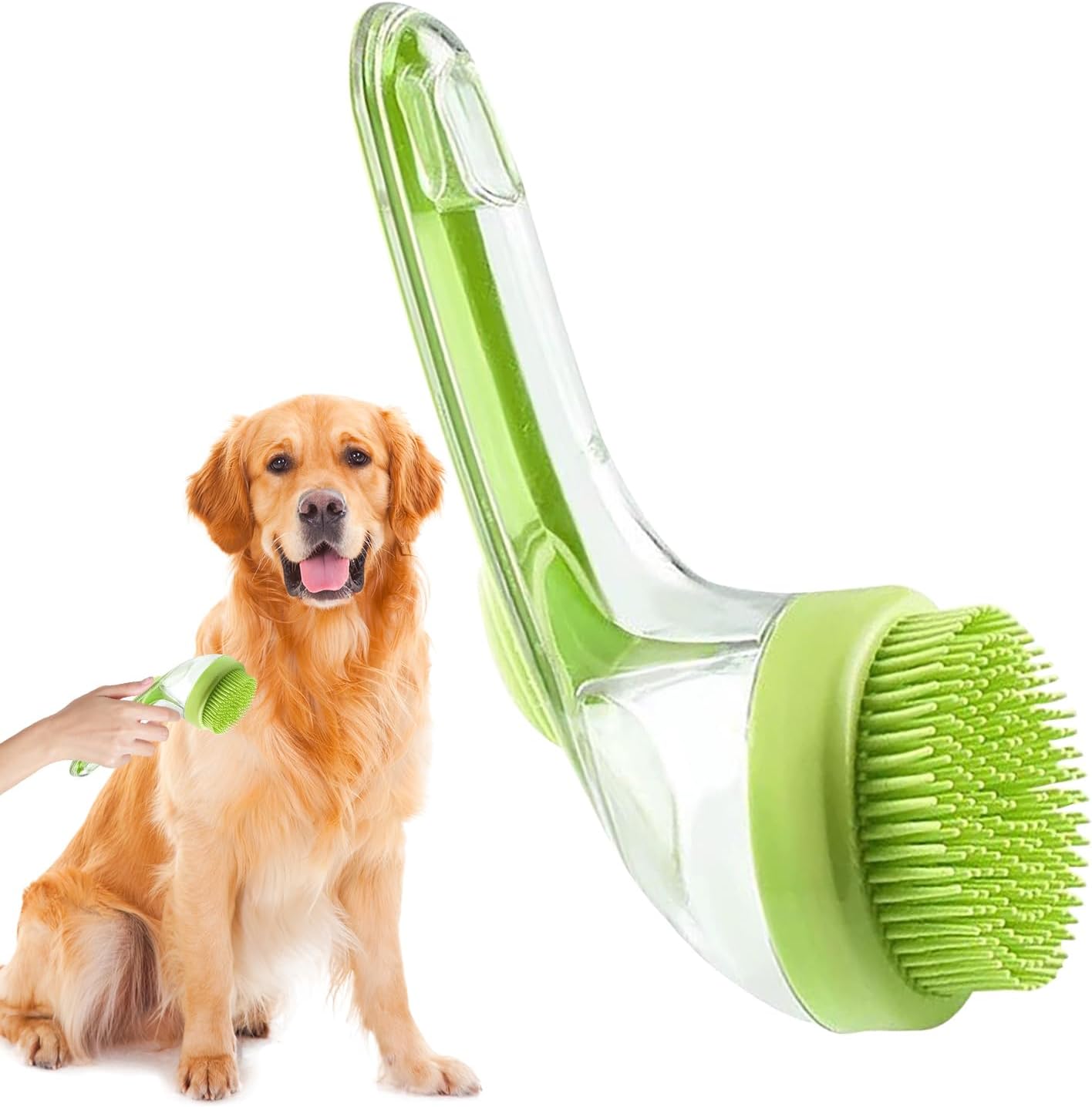 Dog Bath Brush, Pet Toilet Massage, Portable Silicone Bristles, Ergonomic Handle Scrubber, Deep Cleaning Massage, for Indoor, Outdoor Bathing, Shower, Spa, Cats, Kittens