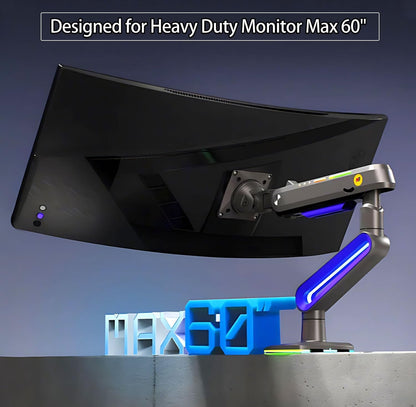 NB ERGONOMIC RGB Gaming Monitor-arm for Flat/Ultrawide/Curved Monitors 32 to 60 inch, Heavy Duty Stand Load up to 20 kg, VESA 75/100 mm Monitor-Mount G70-New