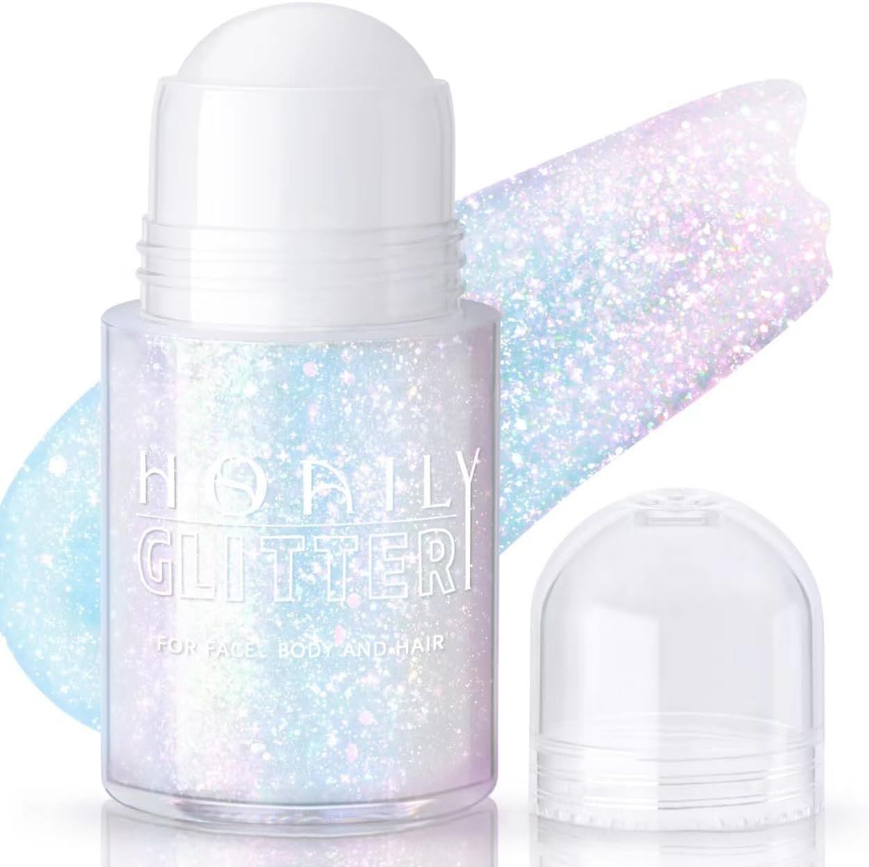HOSAILY Roll on Body Glitter Gel, Holographic Chameleon Color Changing Hair Glitter Gel for Face Under Light, Mermaid Festival Party Rave Accessories Sequins Shimmer Makeup (8# Sparkling Pink)