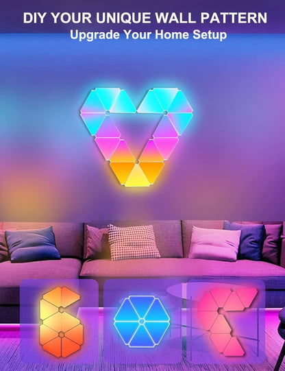 Triangle Lights LED Light Panels, Smart LED Wall Lights RGB Gaming Lights Work with Alexa Google Assistant, APP & Voice Control Gaming Room Decor Music Sync for Bedroom Living Room Streaming, 9 Pack