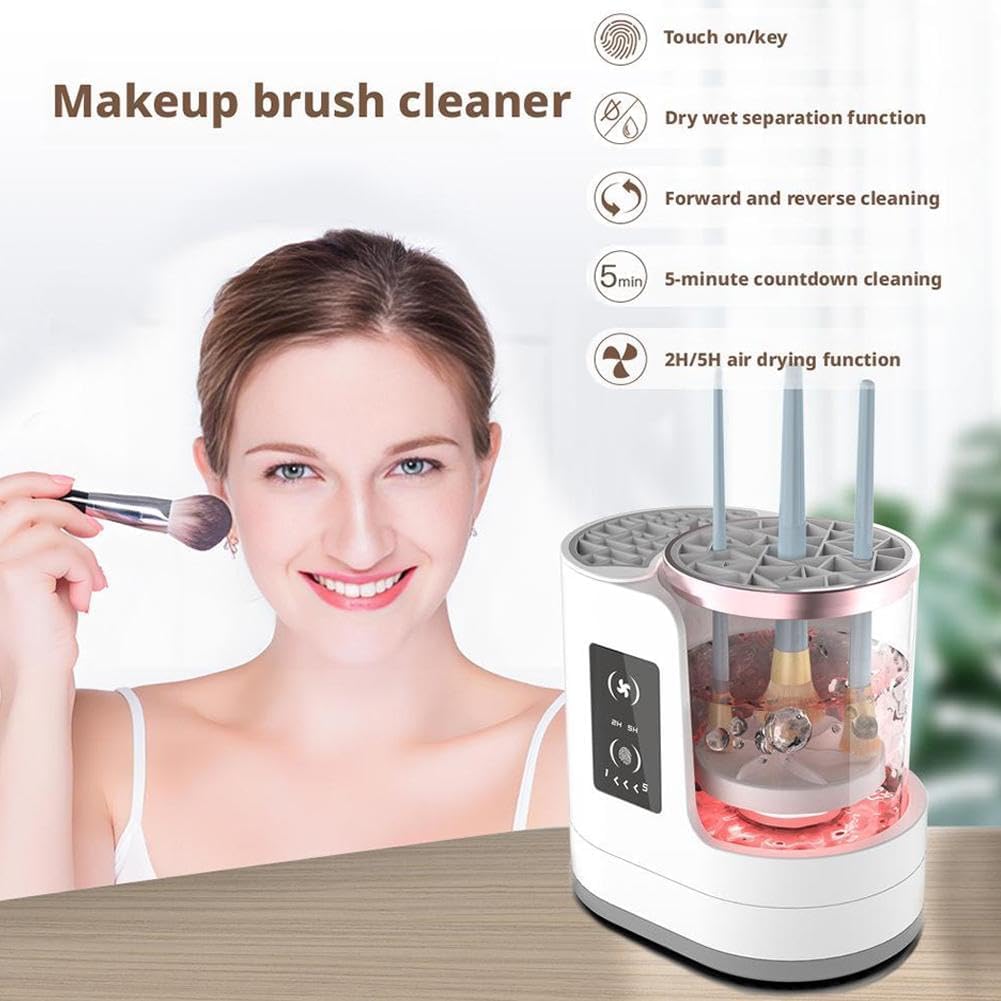 3 in1Electric Makeup Brush Cleaner With Makeup Brush Dryer Holder Portable Automatic USB Cosmetic Brushes Cleaner Tool for All Size Beauty Makeup Brush Set,Contour, Eyeshadow, Blush Brush (White)