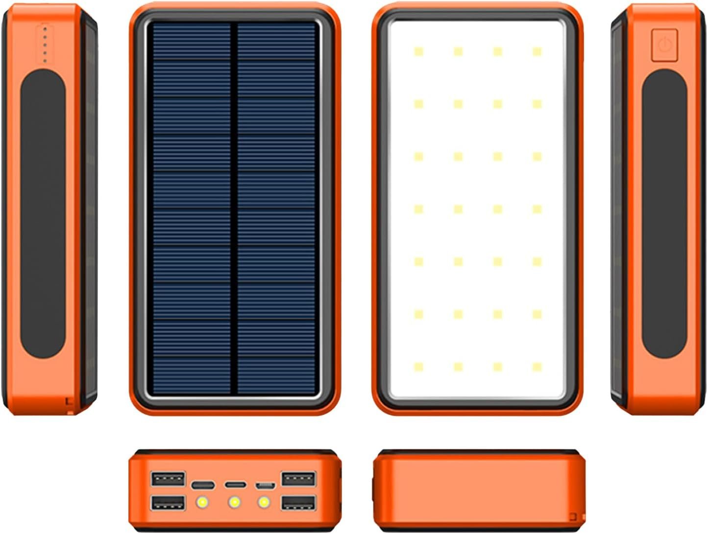 Solar Power Bank - Smartphone Panel Bank, Large Capacity Solar Charger Mobile Phone Powers, Support 4 Electronics Equipment for Adults Teens Men Women Students Commuting