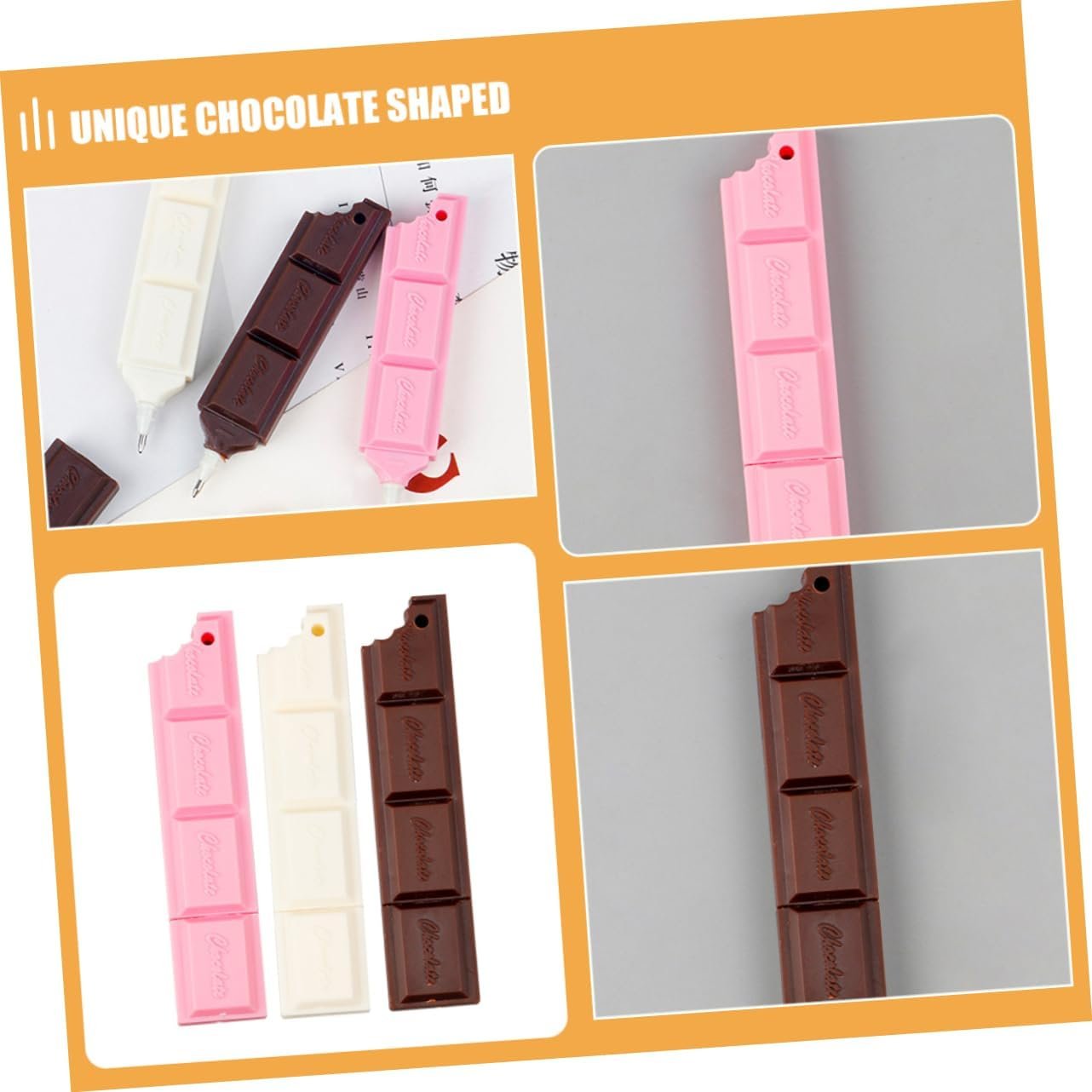 SEWACC Unique Creative Stationery 3pcs Chocolate Shape Pen Kids Gel Pen Novelty Writing Tools