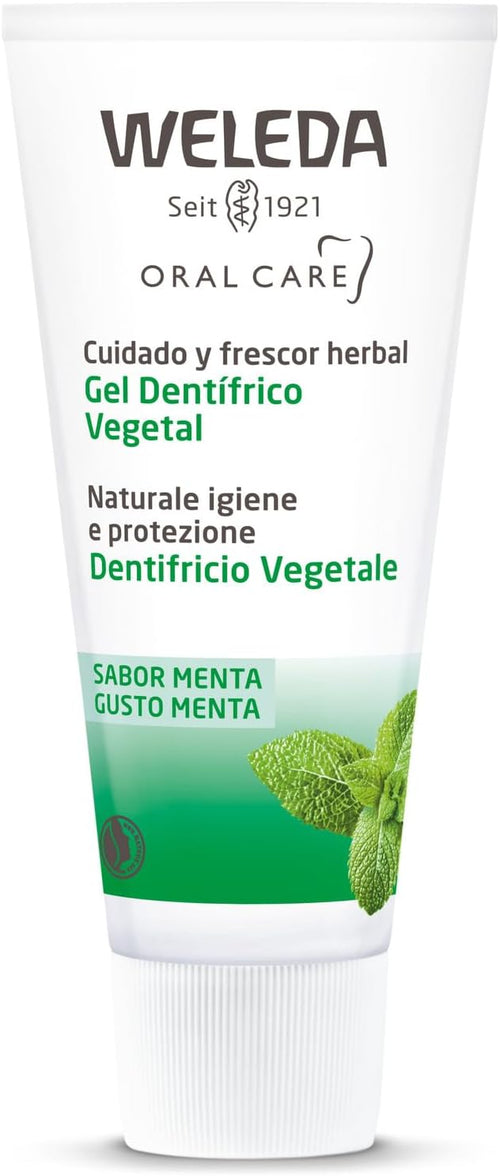 Weleda Vegetable Toothpaste, Fresh Peppermint Flavour Toothpaste, Fluoride-free, 100% Biodegradable, Removes Plaque Gently with Silicon Particles (1 x 75 ml)