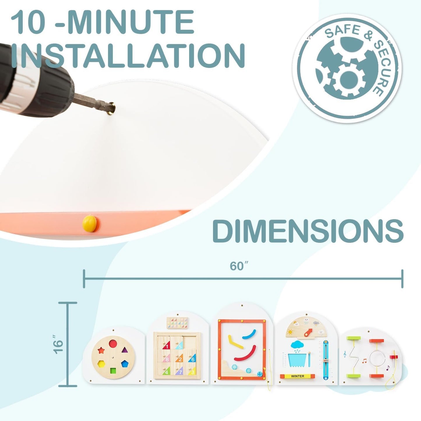 Monläurd® Cloud Montessori Busy Board, Sensory Board, Interactive Toys, Wooden Toys, Learning Toys, Boys and Girls 6 M+