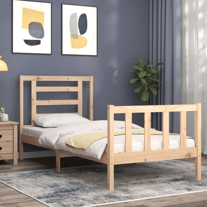FIRBNUS Bed Frame with Headboard 90 x 200 cm Solid Wood Headboard Single Headboard Bed Frame Single Bed Frame Single Bed Frame Single Bed Frame