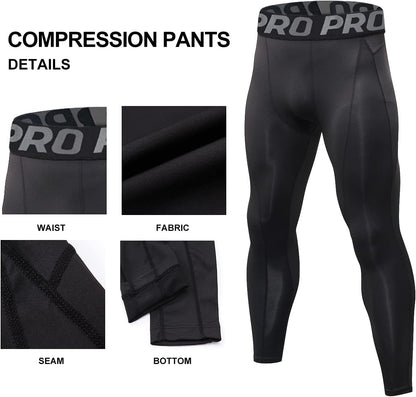 Lanbaosi Mens Thermal Underwear Pants Compression Long Johns for Men Winter Warm Base Layer Bottom Workout Gear for Cold Weather
