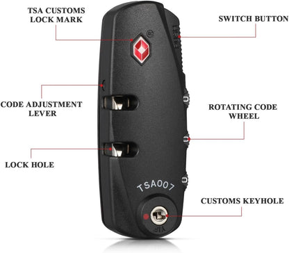 TEHAUX Outdoor Password Lock - Portable Travel Backpack Password Replacement Luggage TSA Approved Luggage Locks Combination Anti- Zipper Briefcase