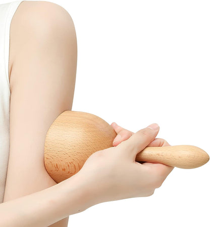 Handhleld Wood Swedish Cup Wooden Massager Wood Therapy Massage Tool Body Sculpting Tools for Maderotherapy,Lympahtic Drainage,Anti-Cellulite,Muscle Pain Relief -1 Piece-Rubber Wood