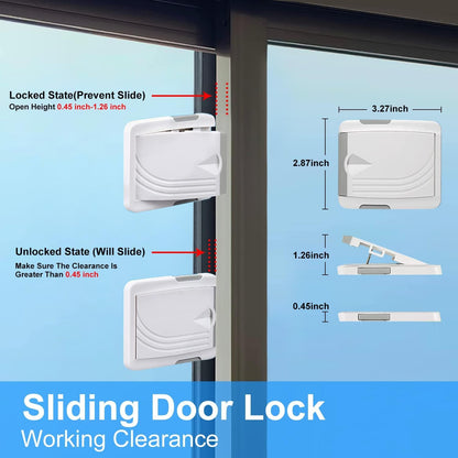4 Pack Sliding Door Lock - Child Locks for Doors - Sliding Window Safety Lock - Sliding Door Child Lock for Sliding Windows,Sliding Door,Patio Door,Glass Door - No Drilling Tools Needed(Gray)