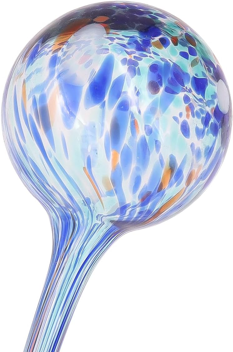 Sarini 4 Pcs Plant Watering Globes Stakes,Self Watering Feeding System,Hand-Blown Colorful Glass Plant Watering Devices,Automatic Waterers Aqua Ball Drip Feeders