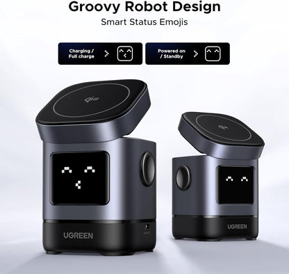 UGREEN Qi2 Wireless Charger, 15W Wireless Charger Stand, Uno Series, 2-in-1 Foldable Charging Station Compatible with iPhone 16/15/14/13/12 Series, AirPods 2/3/4/Pro (No AC Adapter)