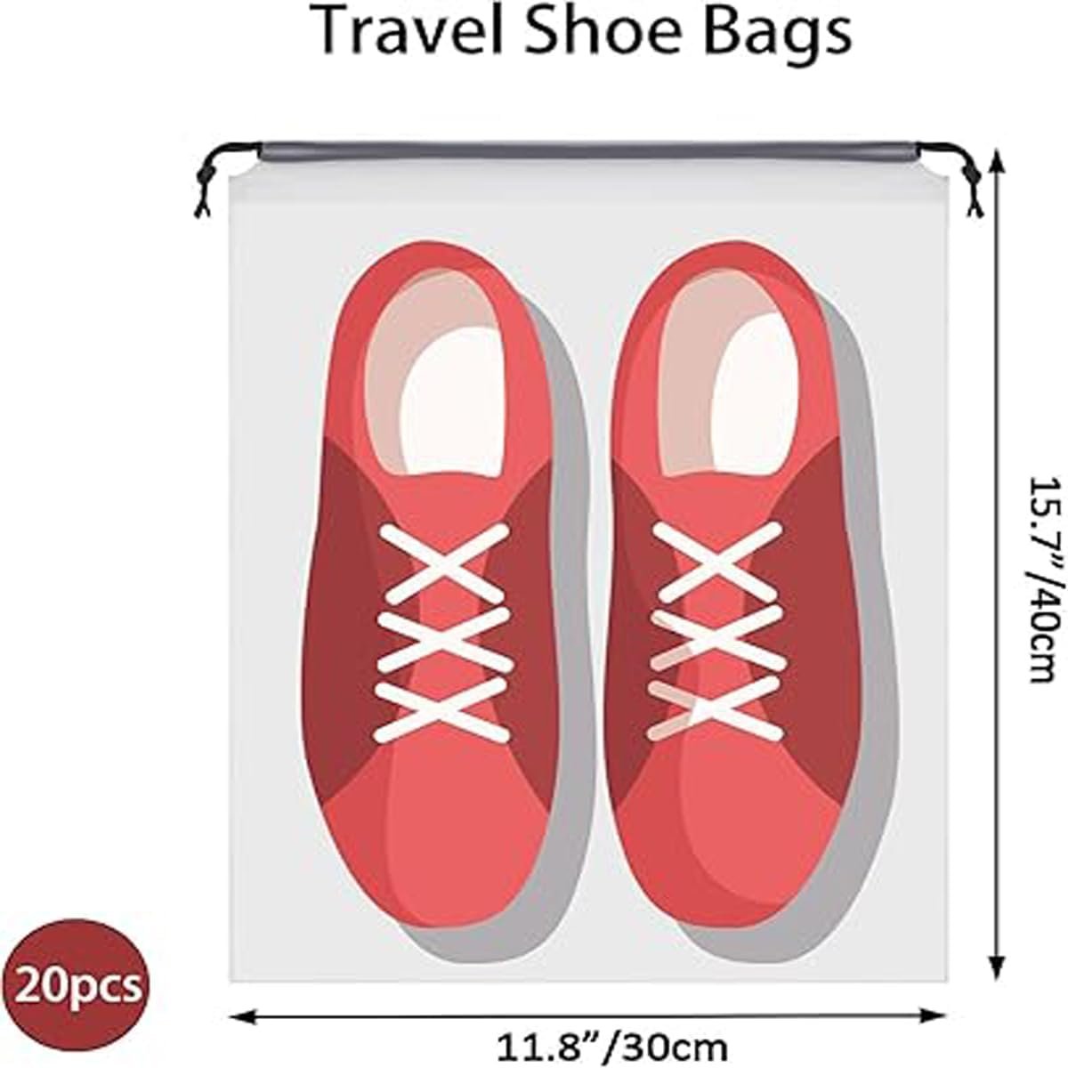 Syylibb 20-Pack Shoe Bags for Travel, 11.8" x 15.7" Waterproof Travel Shoe Bags for Packing,Large Travel Bag for Shoes, Storage Bags Travel Essentials Men for and Women (20) (20-Pack White)