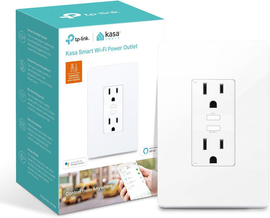 Kasa Smart In-Wall WiFi Outlet by TP-Link (KP200) - Neutral Wire and 2.4GHz Wi-Fi Connection Required, Works with Alexa, Echo and Google Home, No Hub Required, Remote Control, UL Certified White