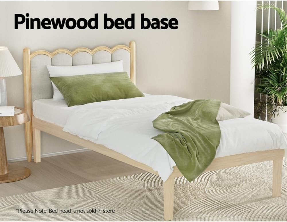 Artiss Single Bed Frame Platform Wooden Timber Frames Beds Base Bedroom Room Decor Home Furniture Oak for Kids, Toddler and Adult, Modern Design with Stable Legs and Storage Space Pine