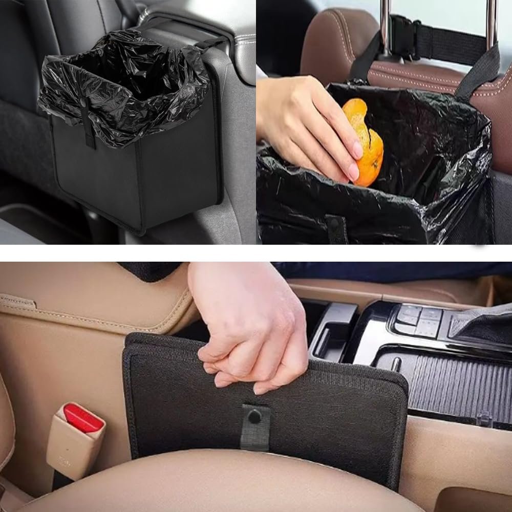 Foldable Car Trash Can,Multifuntional Car Waste Basket,Hanging Garbage Bin with Large Capacity,Waterproof Leakproof Car Garbage Can Bag,Storage Organizer Trash Bin for Car Accessories Interior