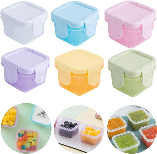 Small Food Storage Containers with Lids 6 Pcs, 2 oz Salad Dressing Containers, Suitable for Food, Sauces, Condiments, Snacks, Fruits