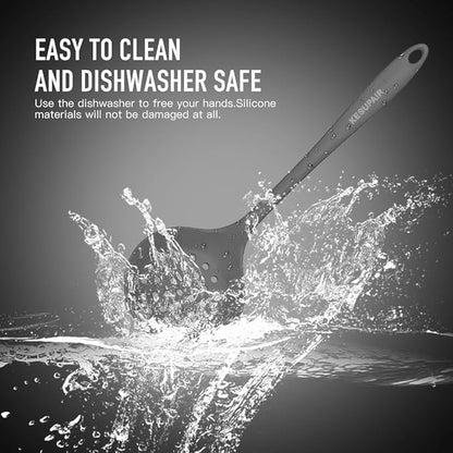 Kitchen Utensils Set - 446°F Heat Resistant Silicone Cooking Utensil Set-Kitchen Tools and Gadgets for Cooking Nonstick Cookware with Tongs,Turner,Spatula,Spoon,Brush,Peeler,Grater,Scissors (Gray)