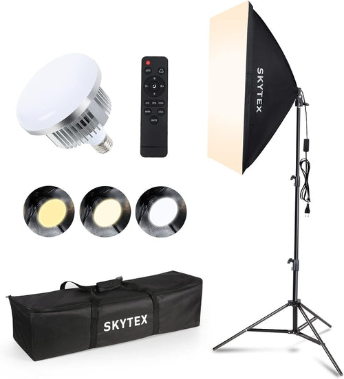 Skytex Softbox Lighting Kit（1Pack）, Continuous Photography Lighting Kit with 20x28in Soft Box | 85W 2700-6400K E27 LED Bulb, Photo Studio Lights Equipment for Camera Shooting, Video Recording