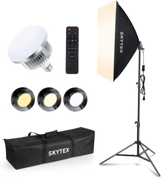 Skytex Softbox Lighting Kit（1Pack）, Continuous Photography Lighting Kit with 20x28in Soft Box | 85W 2700-6400K E27 LED Bulb, Photo Studio Lights Equipment for Camera Shooting, Video Recording
