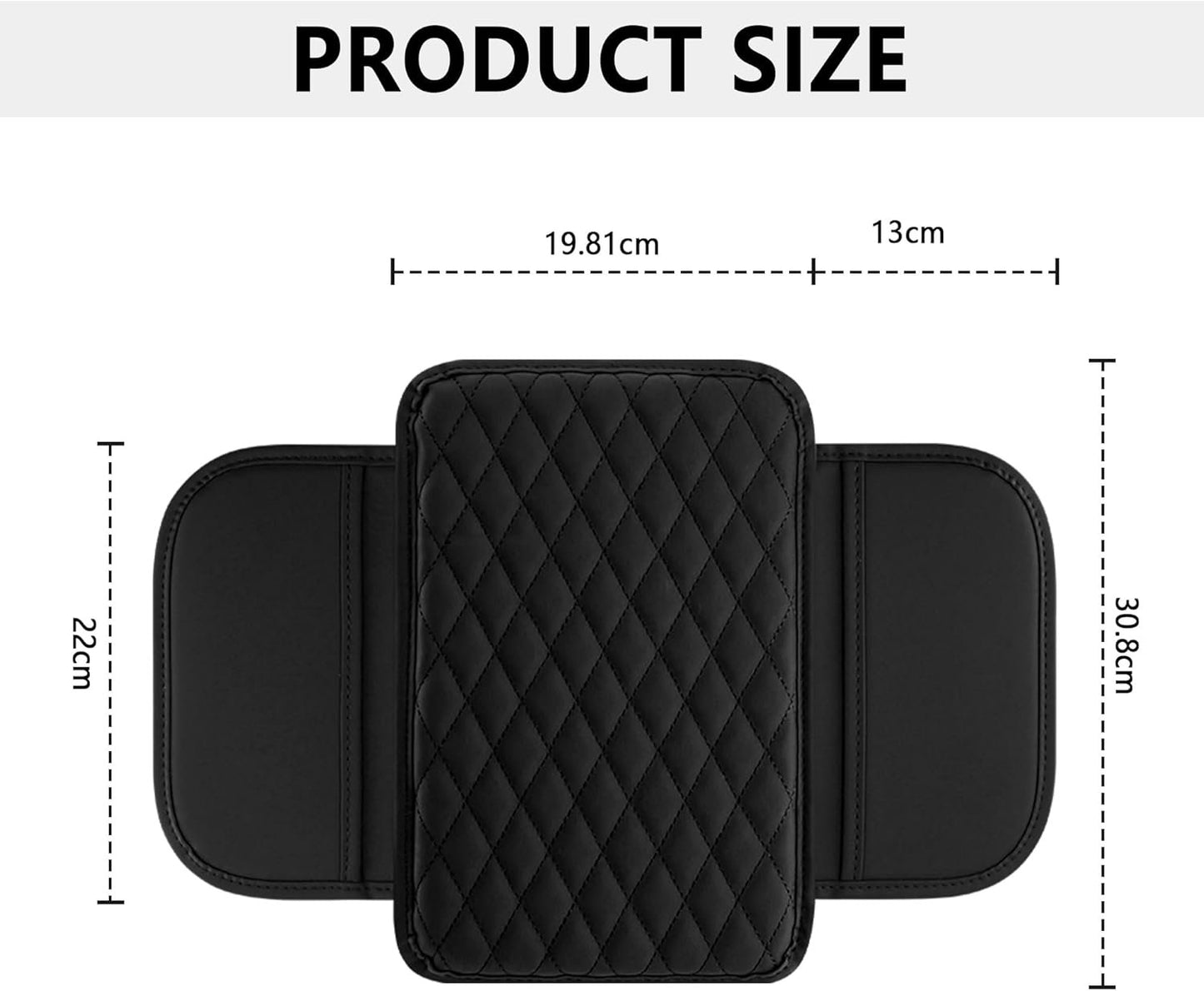 Upgraded Car Armrest Cover, Microfiber Leather Arm Rest for Car Cushion with 2 Pocket Car Organizer, Universal Car Interior Accessories for Cars SUV Trucks (Black)