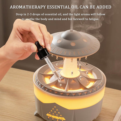 Cloud Rain Humidifier with Remote Control, 7 Colorful Light Raindrop Aroma Diffuser with Water Drop Sound and 3 Gear Timing, Air Humidifiers for Home, Office, Car, Bedroom