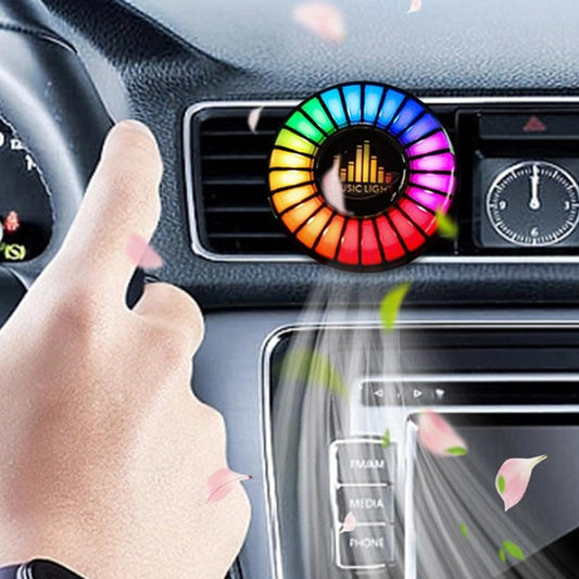 Car Atomosphere Light Vent Clip,RGB Sound Control Fragrance Light,Car Scents Air Freshener,Aromatherapy APP Remote Control Multicolor RGB Change Sound Active Car Gift (ocean)
