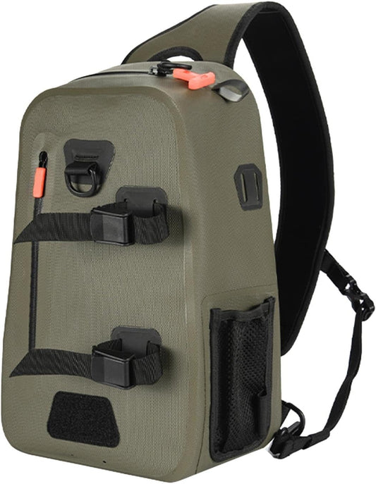 Fishing Sling Bag, Waterproof Tackle Backpack, Multi-Pocket Chest Pack, Product Size About 37x23x14cm Compact Jig Tool Organizer, Lightweight Outdoor Gear for Travel, Hiking