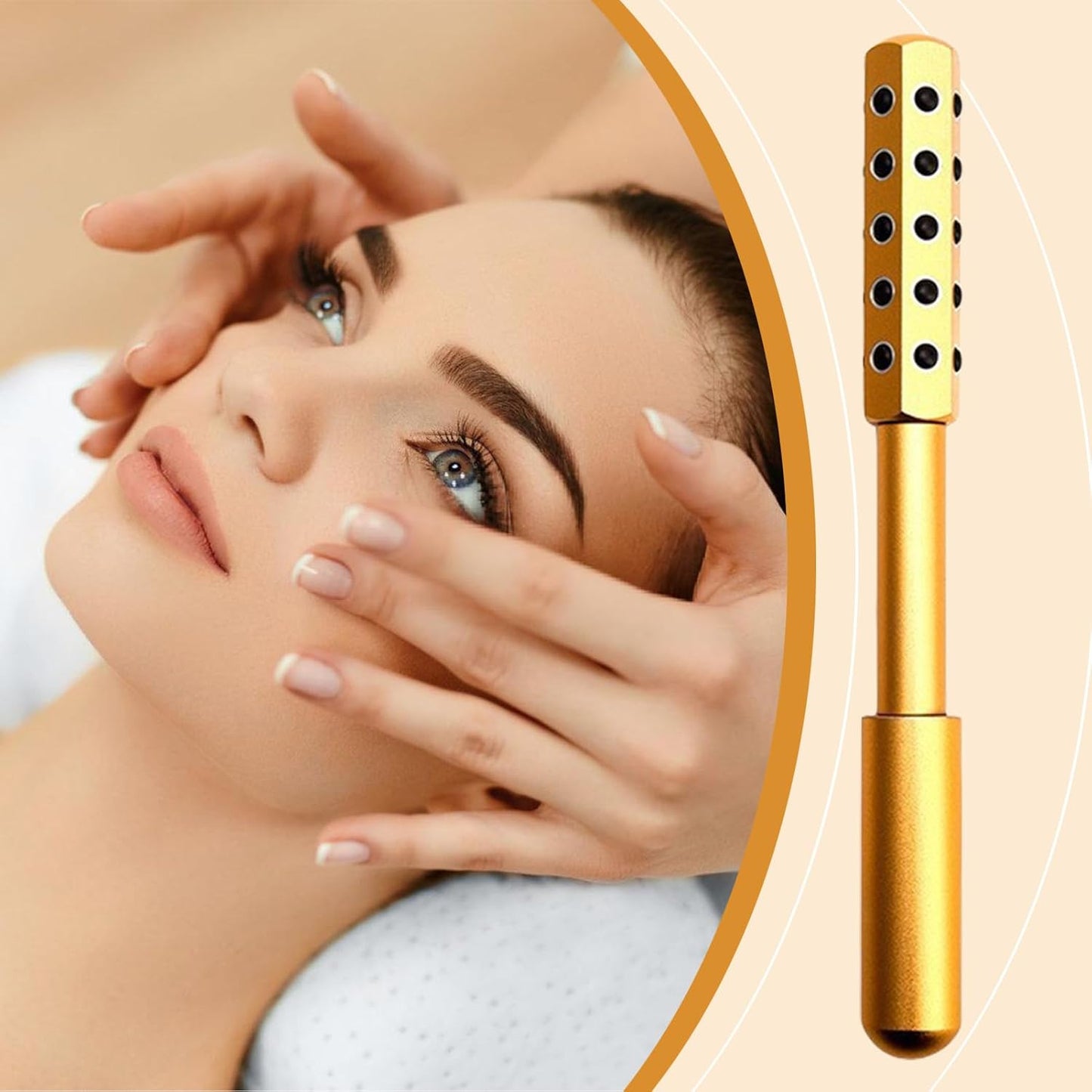 Uplift Face Roller | Radiance Roller | Facial Massage Tool | 30 Germanium Stone Face Rollers for Up Lifting and Skin Care | Facial Massaging Beauty Rollers for Women and Man