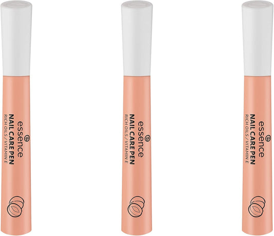 Essence Nail Care Pen - Contains Rich Oils & Vitamin E, Clear, Nourishing, Natural, Acetone Free, Vegan, Microplastic Particle Free, Pack of 3 (3 x 5ml)