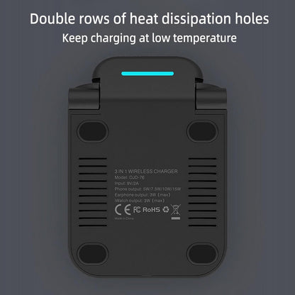 HOVNIER 15W 3 in 1 Wireless Charger Stand, Foldable Fast Charging Station for Apple Watch Ultra 2/Ultra/10/9/8/7/6, for iPhone 16/15/14/13 /Plus/Pro/Pro Max/12, AirPods 3/2/1/Pro/Pro 2 (3 in 1 White)