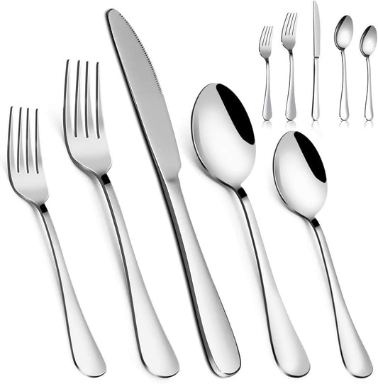 Flatware Set, 20-Piece Cutlery Set for 4, Stainless Steel Premium Silverware Sets with Forks Spoons Knife, MASSUGAR Utensils Set, Dishwasher Safe