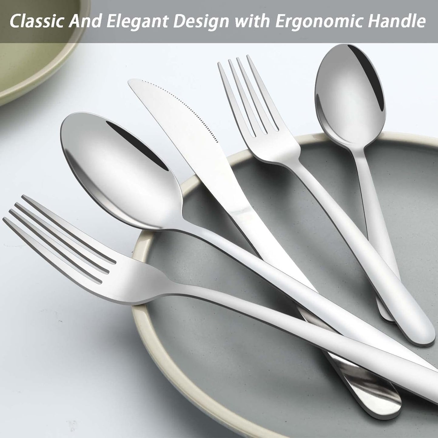 Cutlery Set for 4 People, APEO 20 Piece Food-Grade Stainless Steel Flatware Set, Silverware Set Includes Forks, Spoons and Knives, Utensils Set for Family/Party/Restaurant, Dishwasher Safe