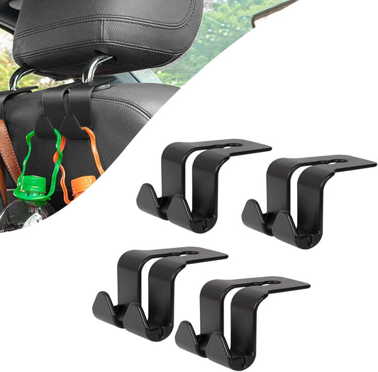 4 Car Headrest Hooks for Purses and Bags,Auto Interior Accessories Vehicle Seat Back Phone Holder Headrest Hook for Phone Umbrellas Grocery Handbag