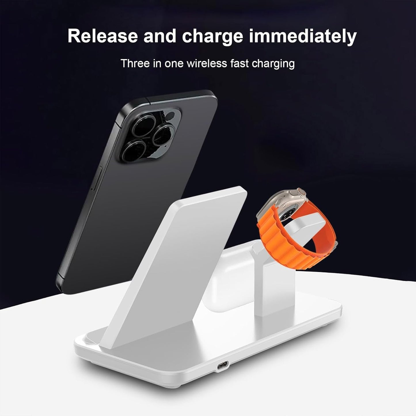 Wireless Charging Station 3 in 1 Wireless Charger for iPhone 16 15 14 13 12 11 Pro Max, Magnetic Charger Compatible with Apple Watch 10/Ultra 2/9/8/7/SE/6/5/4/3/2,Charging Dock for Airpods4/Pro/3/2