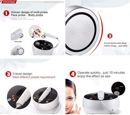 MLAY RF Radio Frequency Facial And Body Skin Care Machine - Skin Care Tools, Face Sculpting Tool, Neck Face Massager - Professional Home RF Lifting Skin Care Device - Salon Effects/More Safe (White)