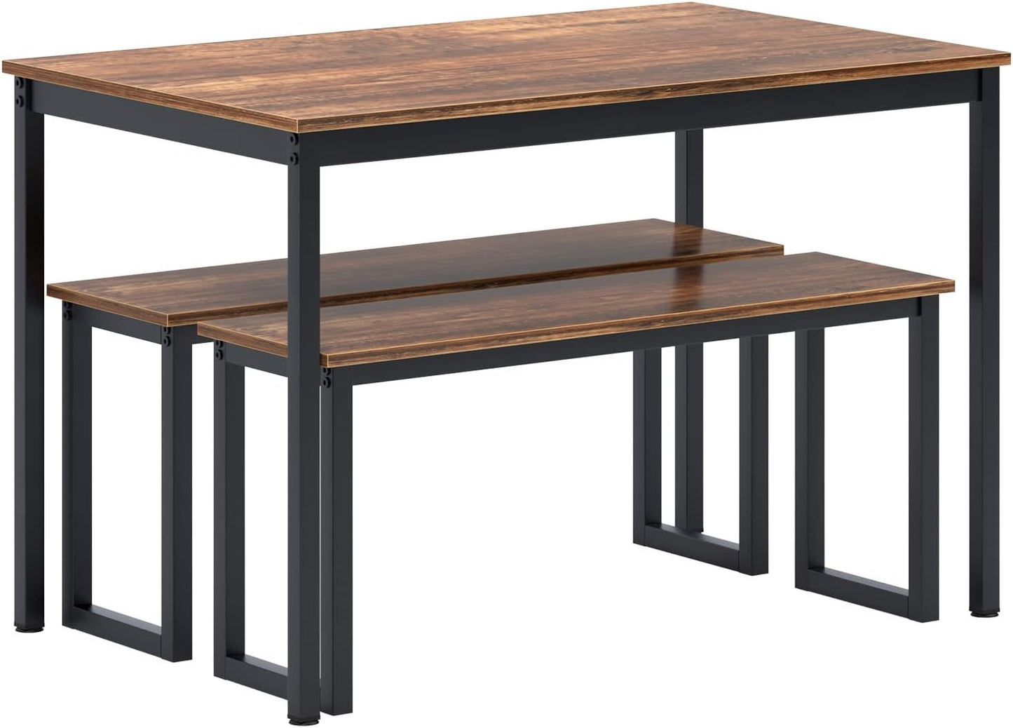 sogesfurniture Dining Table with Two Benches / 3 Piece Set Wood Table Top Sturdy Metal Frame Construction, Dining Table Set for Small Spaces Home Furniture Rectangular Modern, BHCA-CZJYB-yzld01
