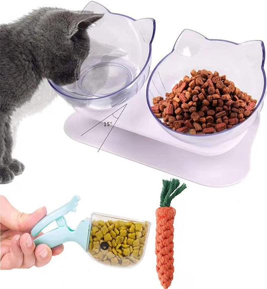 Ciotola per gatti con supporto inclinabile a 15° per gatti interni proteggere animali domestici Vertebra cervicale staccabile