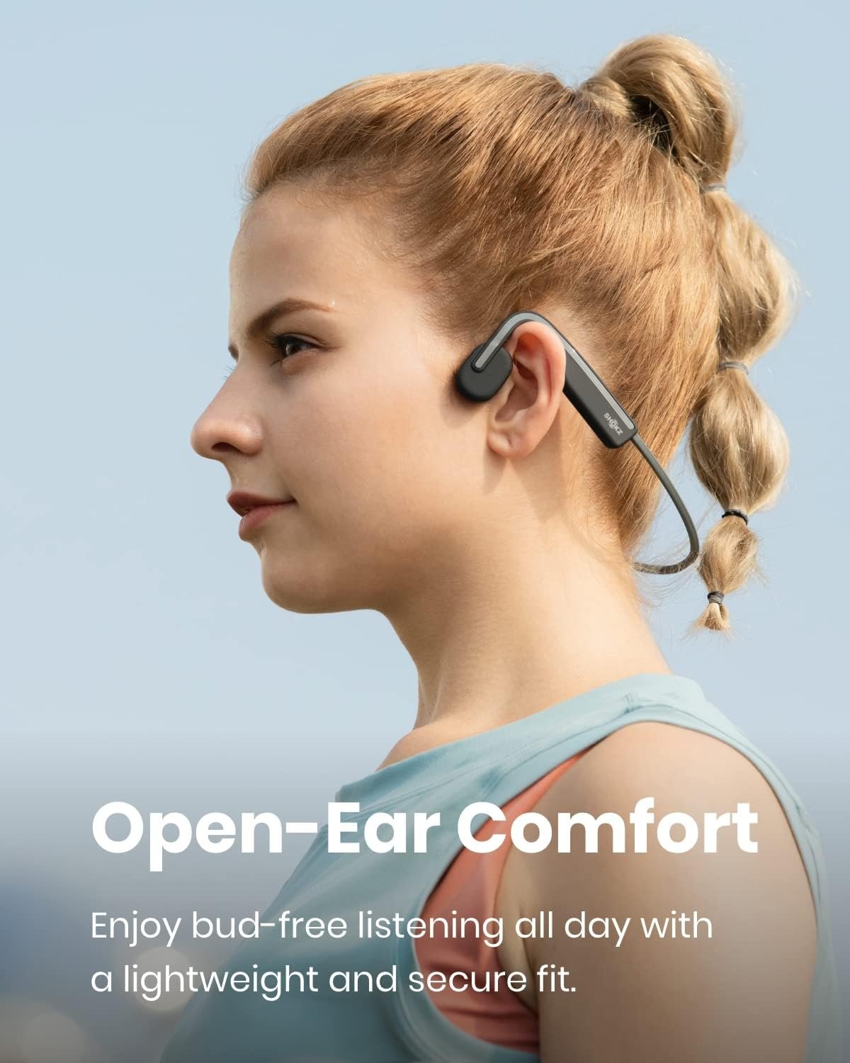 Shokz (AfterShokz) OpenMove - Open-Ear Bluetooth Sport Headphones - Bone Conduction Wireless Earphones - Sweatproof for Running and Workouts, with Sticker Pack (Grey)